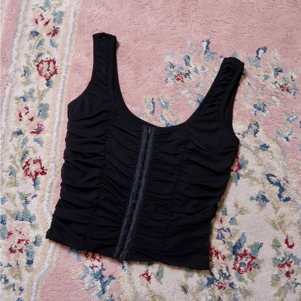 Black Ruched Shinestar Tank Top